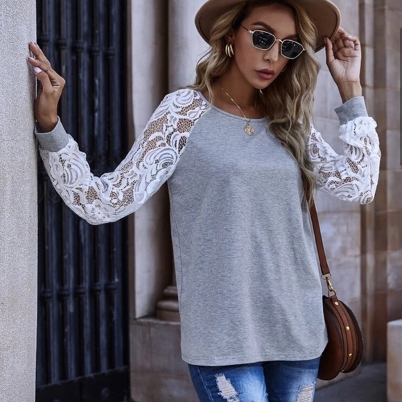 Boho Gypsy Lace Long Sleeve Top - Picture 2 of 6